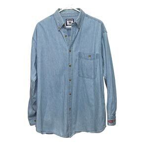 Lee Denim Collection Men's DuPont Light Wash 100% Cotton Button Up Shirt LG